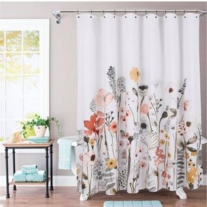 Threshold floral wave shower curtain